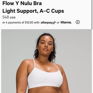 Lululemon Flow Y Nulu Bra Size 8 | White